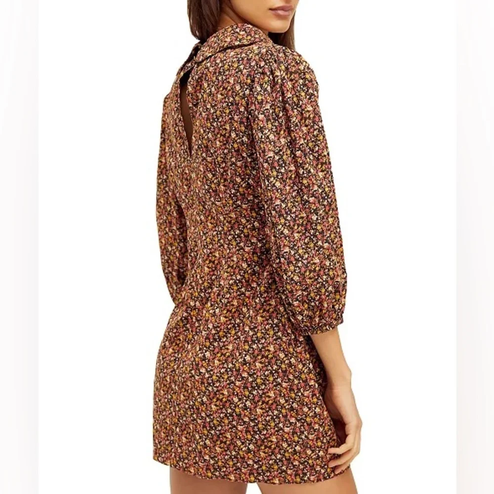 Free People Making Plans Floral Boho Point Colar Mini Dress